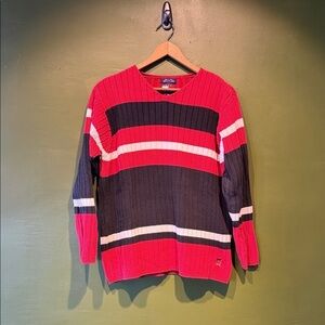 Vintage Tommy Hilfiger Red and Black Striped Sweater